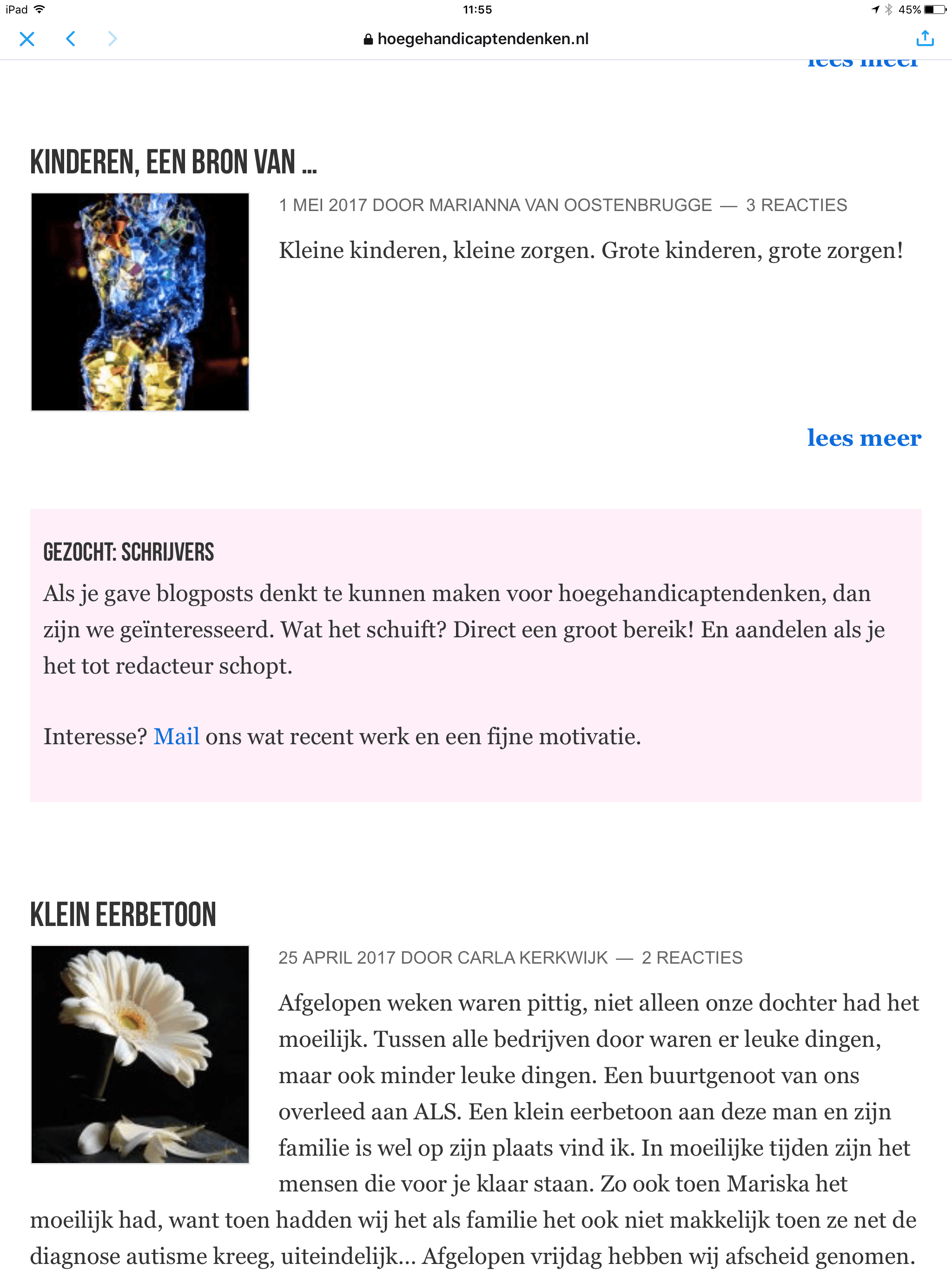 Wat gehandicapten denken, ofzo