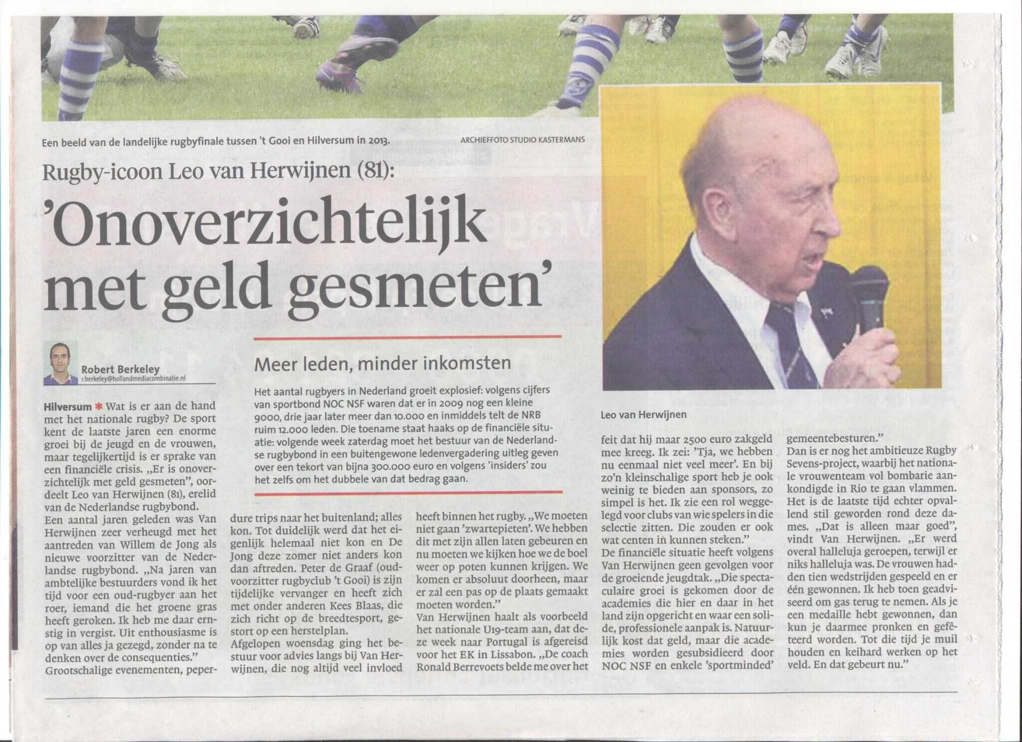 Antwoord op rugby bericht van Leo!